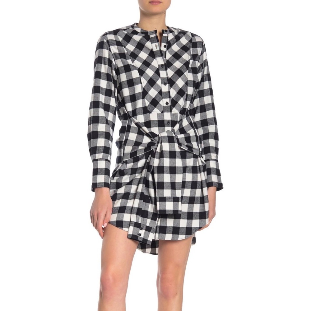 nwt  10 crosby derek lam tie waist flannel dress - Picture 2 of 10